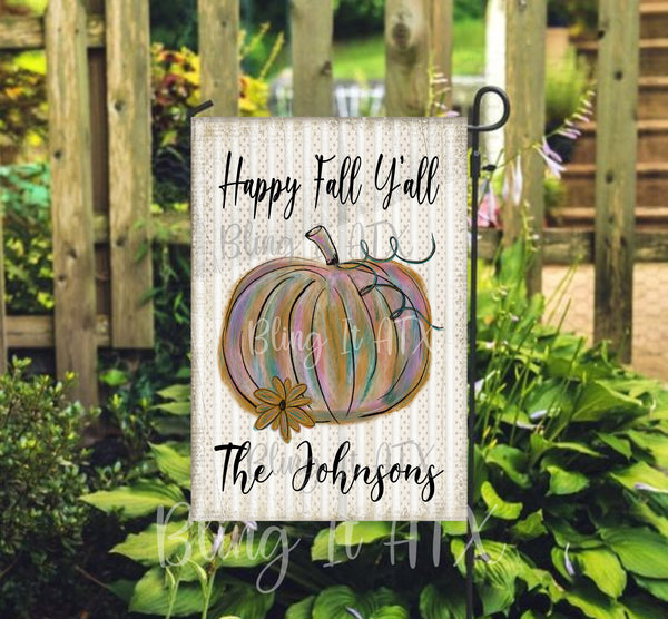 Happy Fall Y'all with Name Garden Flag