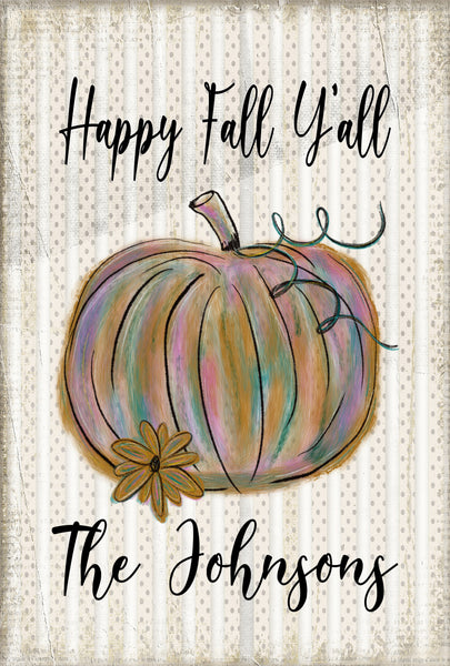 Happy Fall Y'all with Name Garden Flag