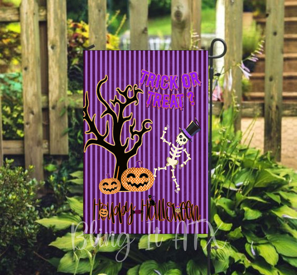 Happy Halloween Skeleton Garden Flag Digital Design