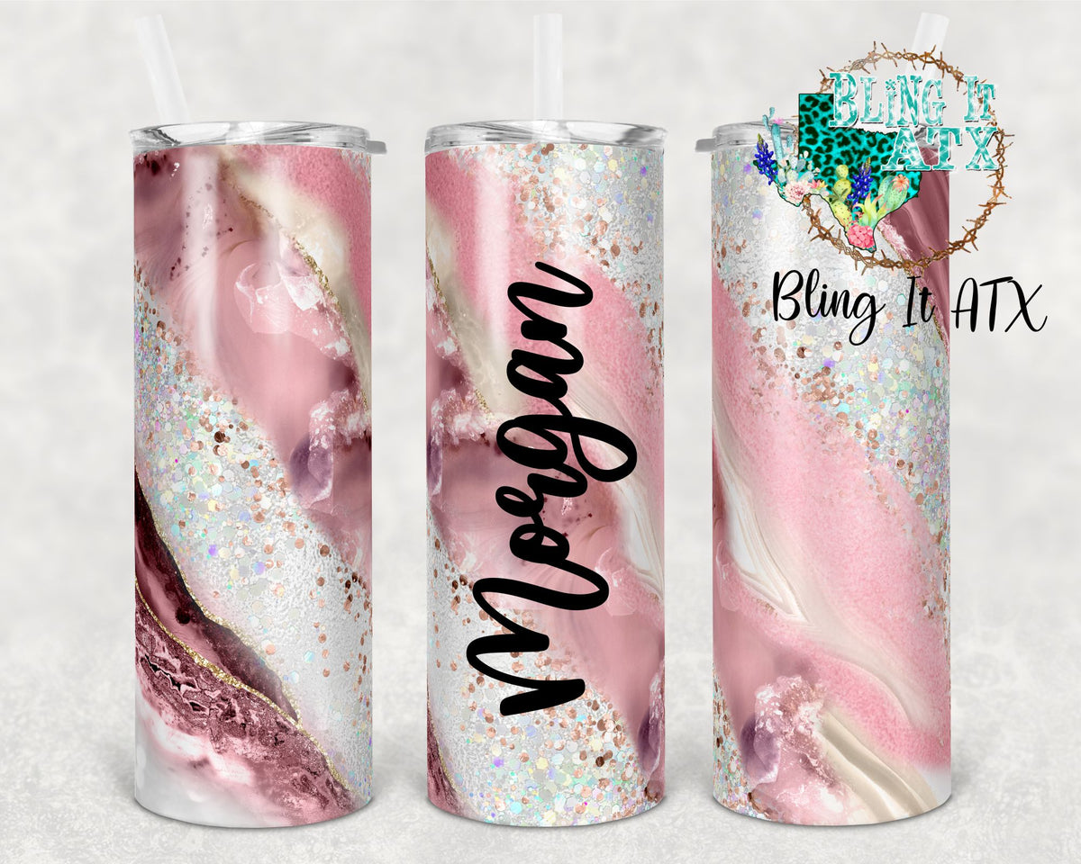 Milky Way Agate Pink Tumblers-Custom Name – Bling It ATX