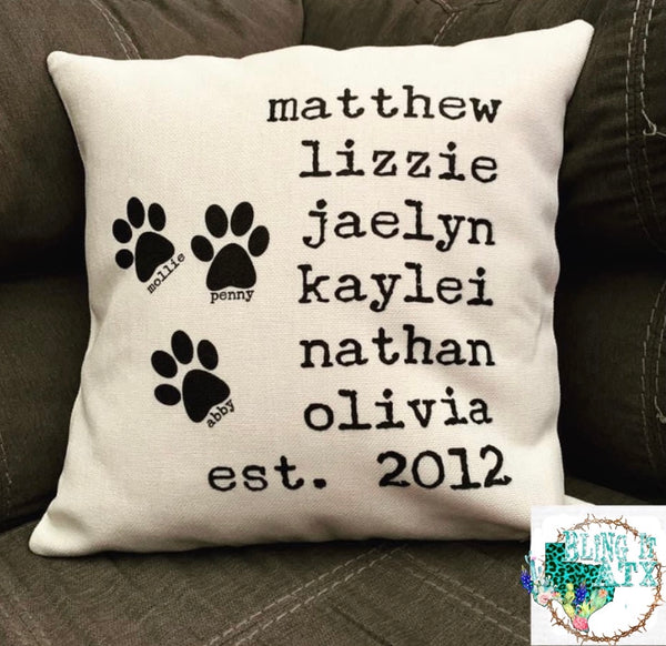 Names Pillow 15.75 X 15.75