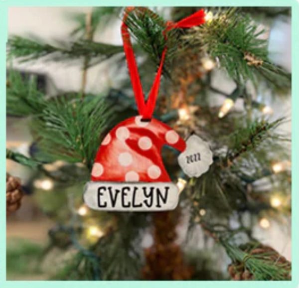 Santa Hat  Ornament personalized