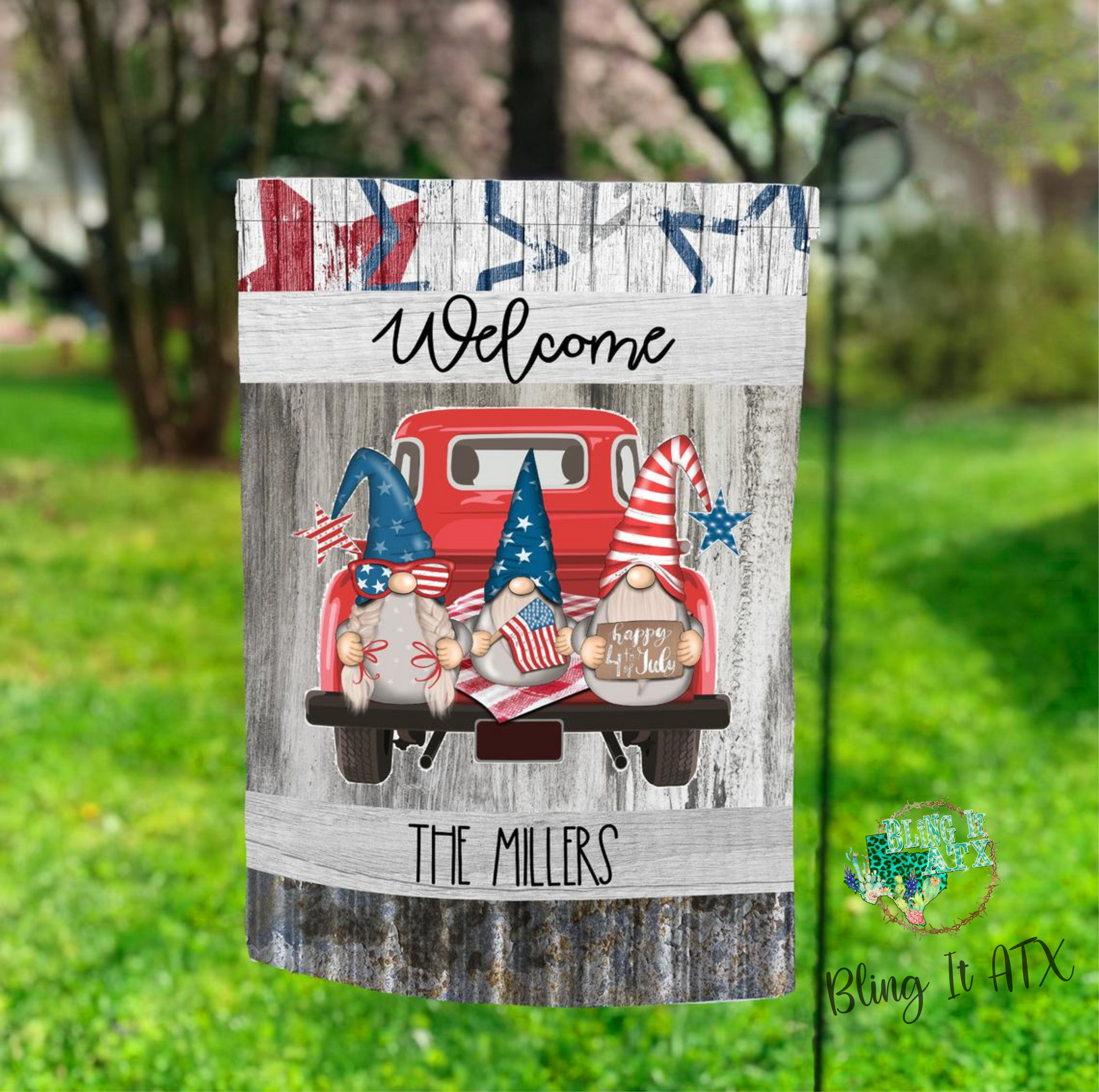 4th of July Gnomes Garden Flag