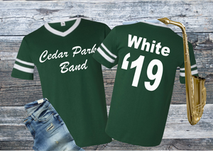 Cedar Park HS Band striped sleeve tee