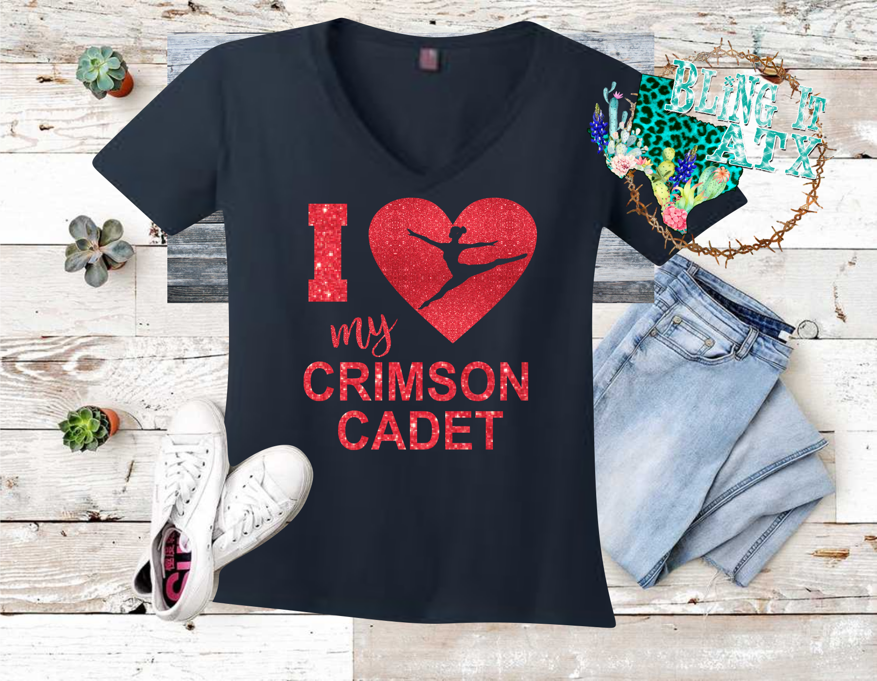 CPMS I love My Crimson Cadet (Ladies VNeck)