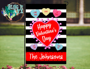 Candy Hearts Valentine's Day Garden Flag