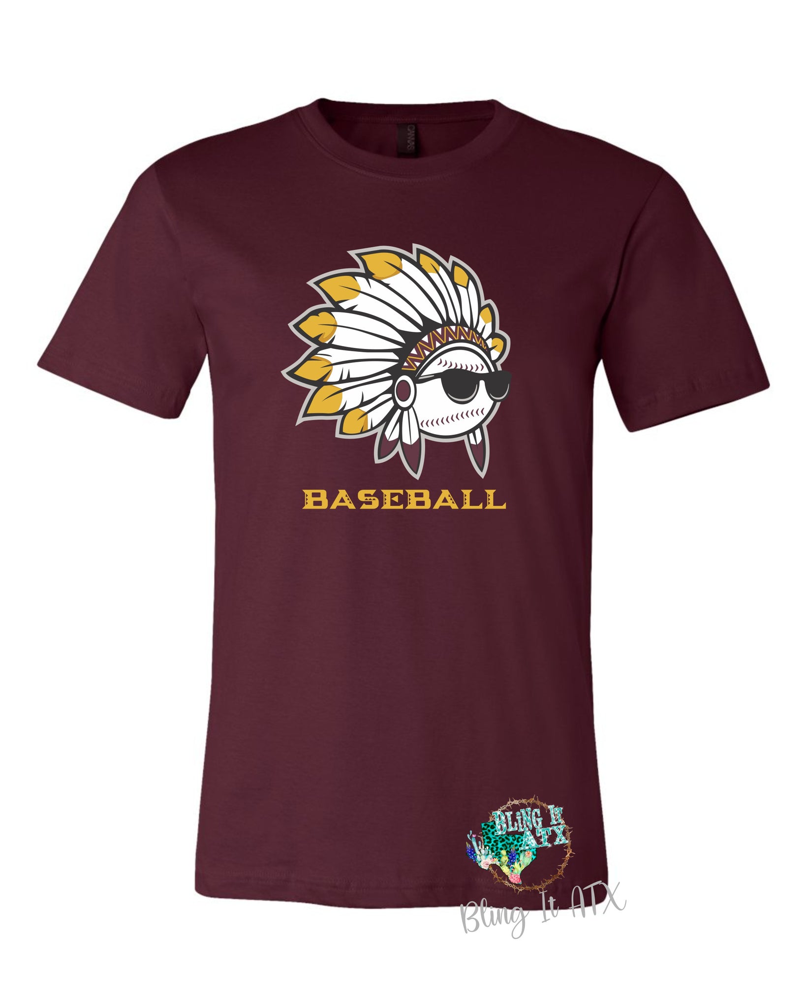 Tribe Indian Head Logo Baseball T shirt