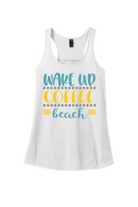 Wake Up Coffee Beach flowy tank