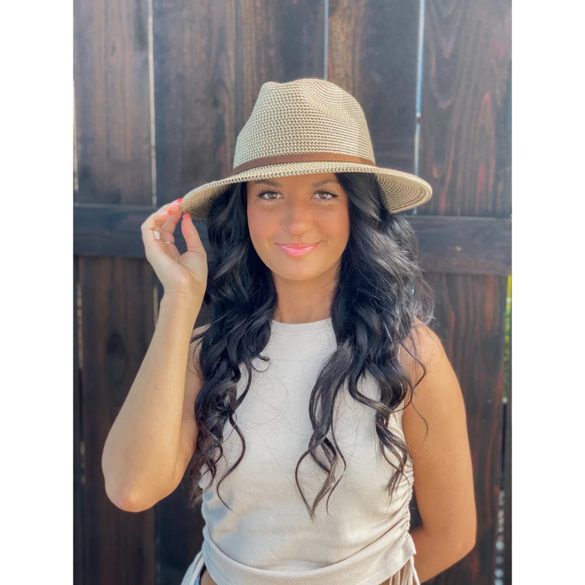 C.C. Panama Hat with suede Band Trim