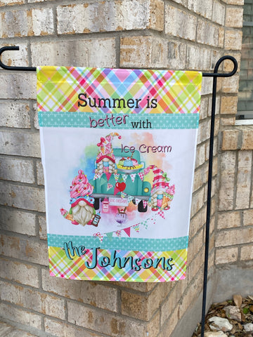 Summer is better with ice cream gnome Garden Flag