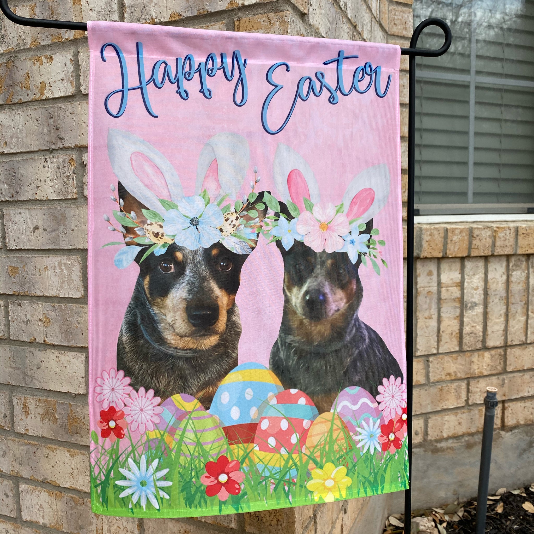 Custom Easter garden flag with pet Garden Flag