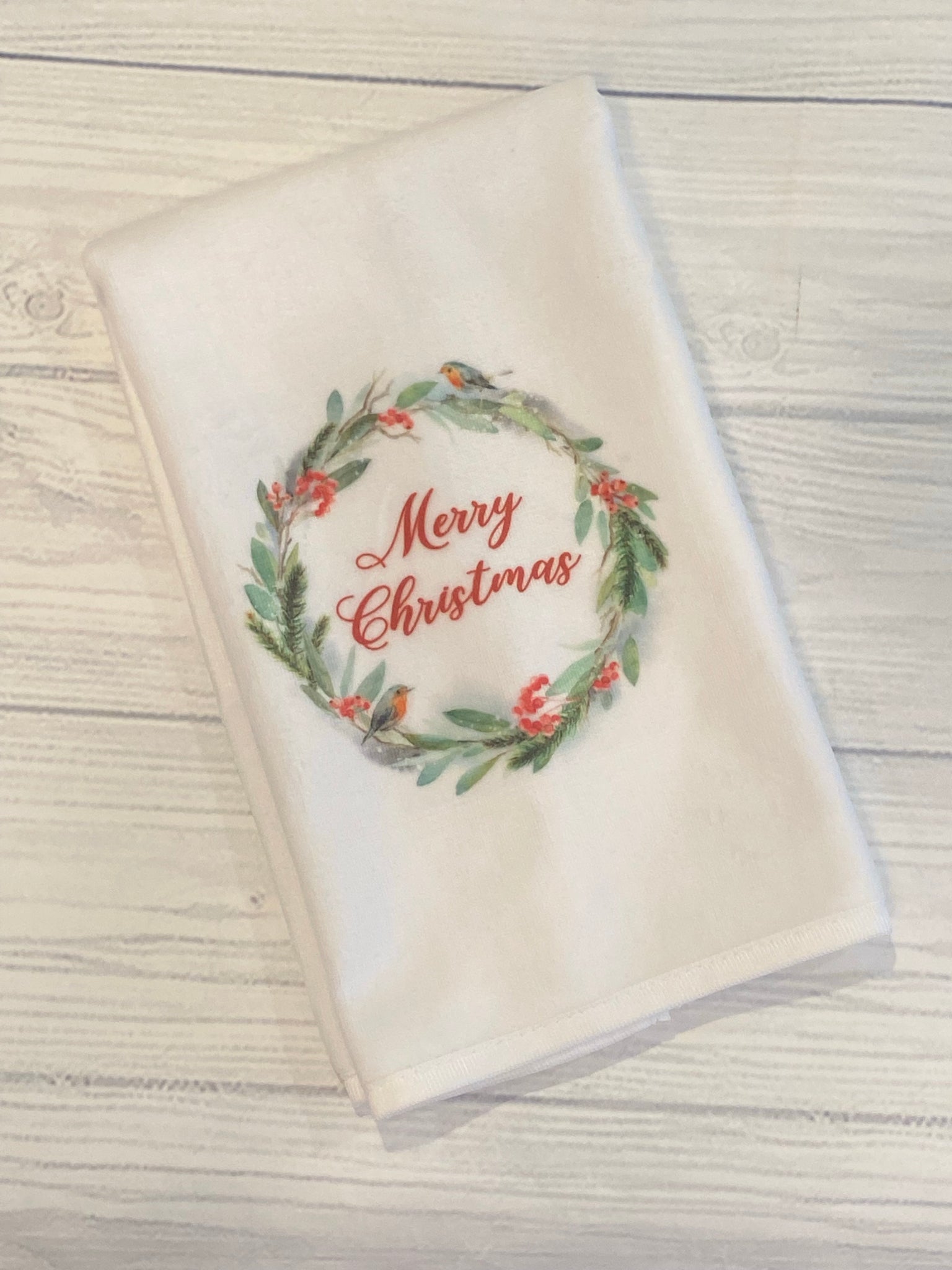Tea Towels - Merry Christmas Wreath