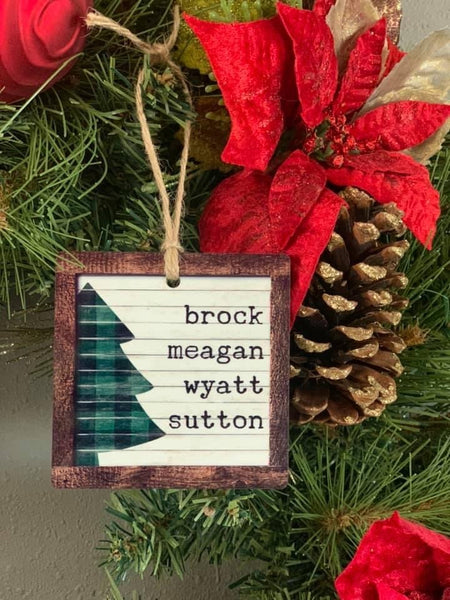 Wooden frame farmhouse family name Personalized Ornament