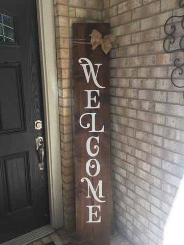 Welcome 6 foot wood front porch sign