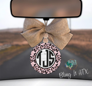 Pink Glitter Monogram Car Charm